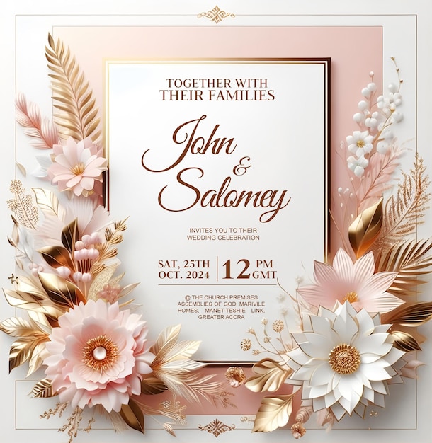 Floral wedding invitation template design