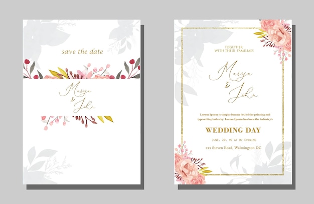 Floral Wedding Invitation Template Premium