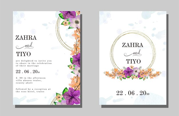 Floral Wedding Invitation Template PSD