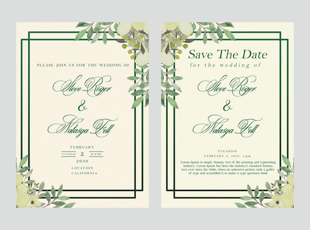 Floral Wedding Invitation Template psd