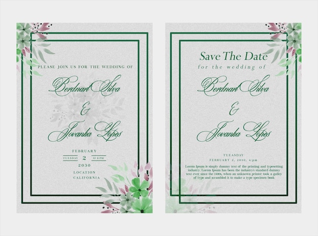 Floral Wedding Invitation Template psd