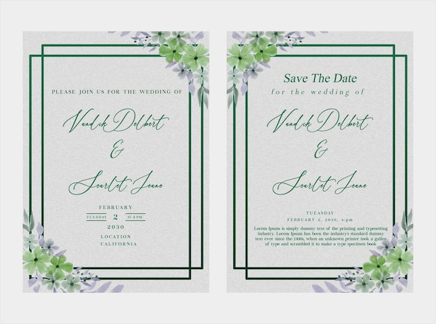 Floral Wedding Invitation Template psd