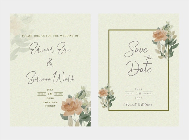 Floral Wedding Invitation Template psd