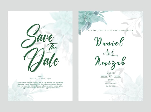 Floral Wedding Invitation Template psd