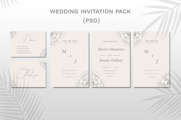 Floral Wedding Invitation Template psd