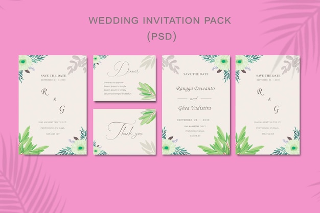 Floral Wedding Invitation Template psd