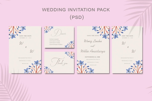 Floral Wedding Invitation Template psd