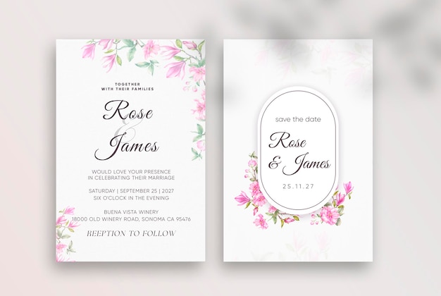 Floral wedding invitation template023