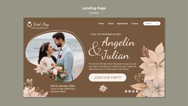 Floral wedding landing page template