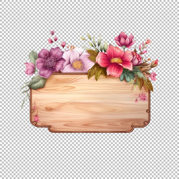 Floral Wooden Sign Watercolor Clipart