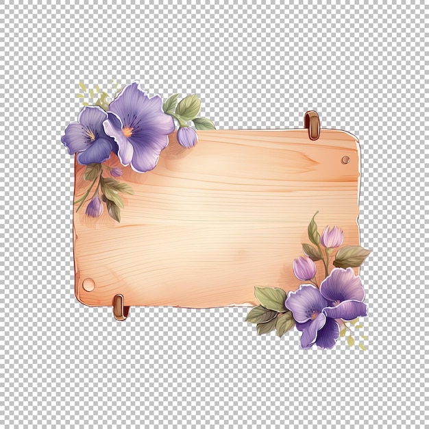 Floral Wooden Sign Watercolor Clipart