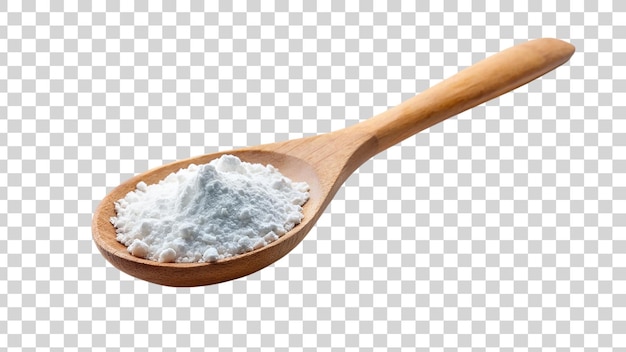 Flour in a wooden spoon Isolated on transparent background