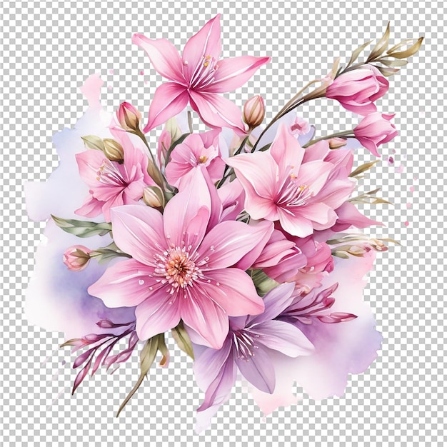 a flower arrangement is shown on a transparent background