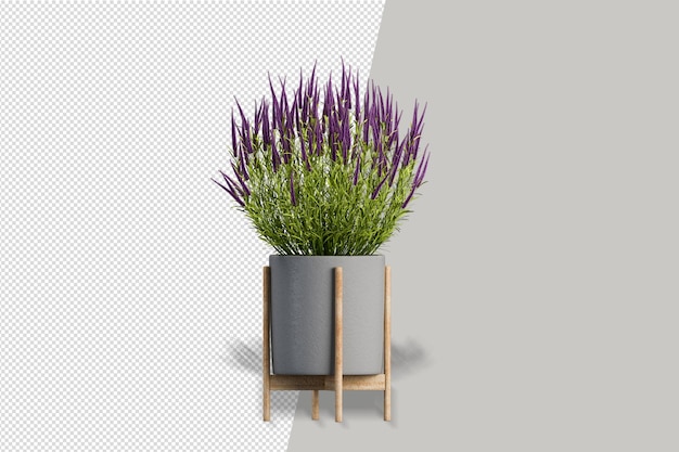 Flower basket in 3d rendering