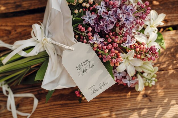 PSD flower bouquet invitation mockup