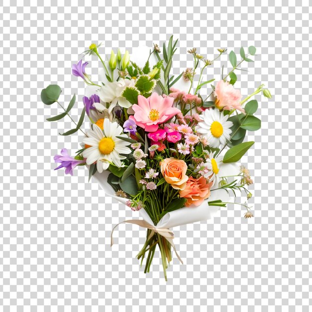 PSD flower bouquet isolated on transparent background