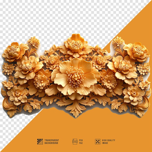 flower carving frame style image without background hd quality