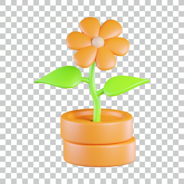 Flower at Coin 3D Icon