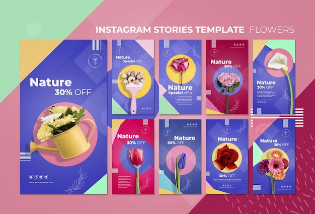 Flower concept instagram stories template