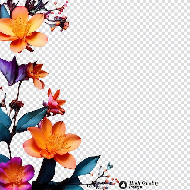 PSD flower frame glow isolated on transparent background