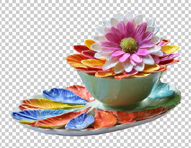 Flower from petals and pot saucer