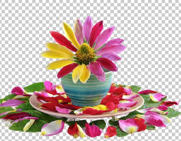 Flower from petals and pot saucer