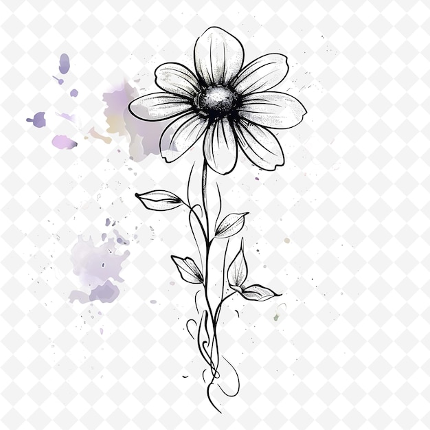 a flower is drawn on a white background with a black outline