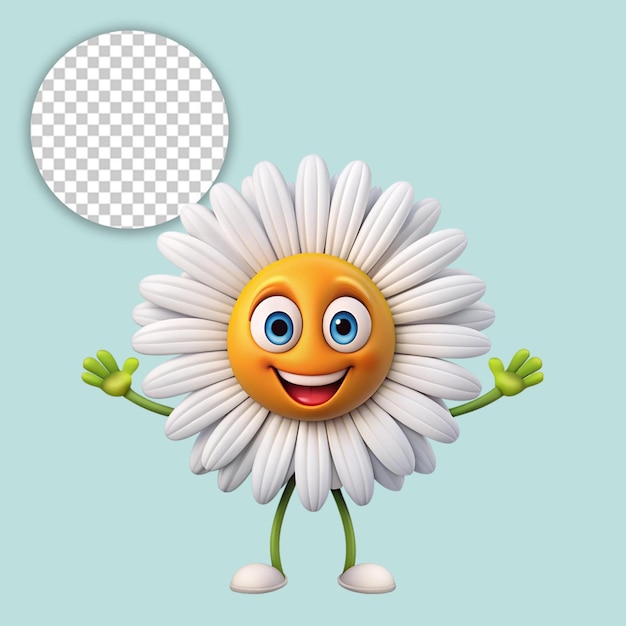 PSD a flower logo mascot on transparent background