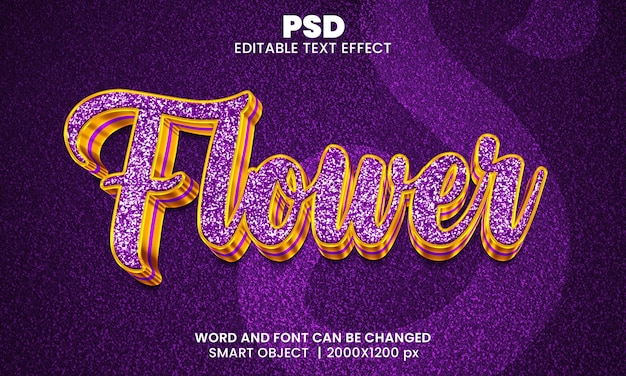 Flower luxury 3d editable text effect Premium Psd with background