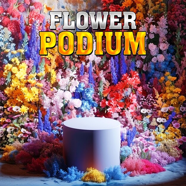 PSD flower product podium for post background