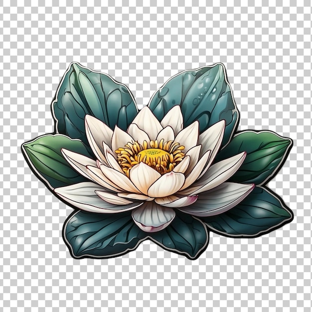 a flower that is called a lotus with a yellow flower isolated on a transparent background