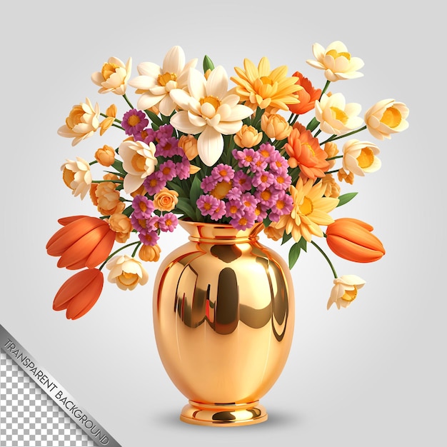 flower vase animation style transparent background