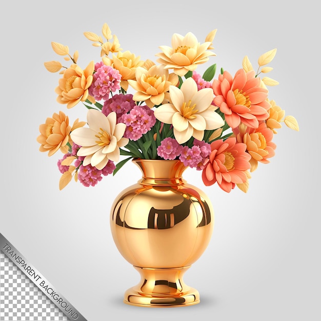 flower vase animation style transparent background