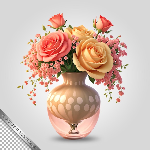 flower vase animation style transparent background