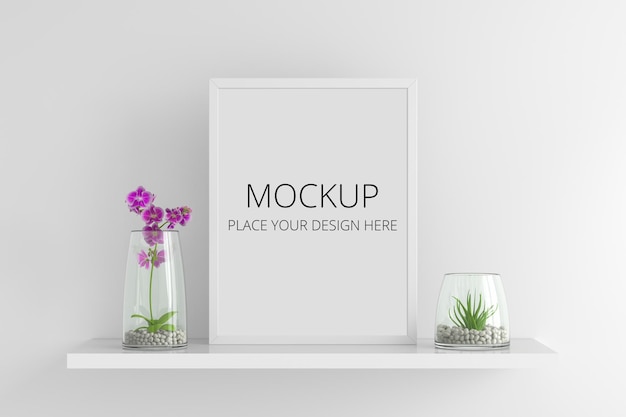 Flower in vase with frame mockup