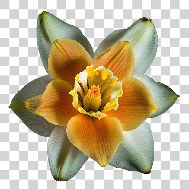 A flower with a white and yellow flower on a transparent background