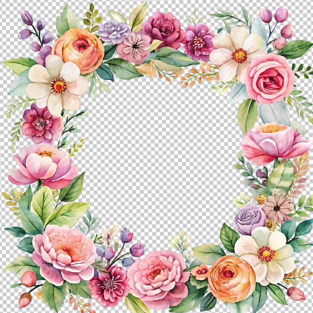 PSD a flower wreath with a frame that says spring