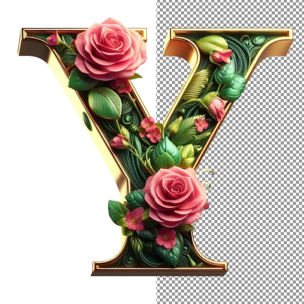 PSD flowerful alphabets threedimensional letters composed of blooms