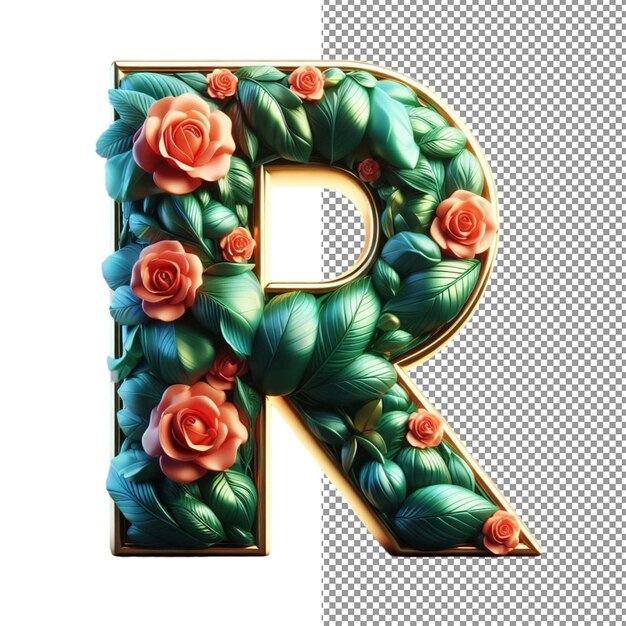 PSD flowerful alphabets threedimensional letters composed of blooms