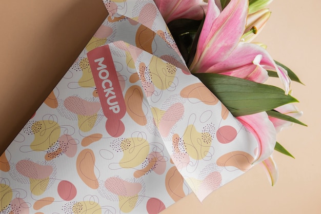 Flowers bouquet packaging cone mock-up