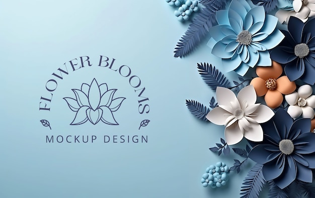 Flowers and butterflies frame mockup