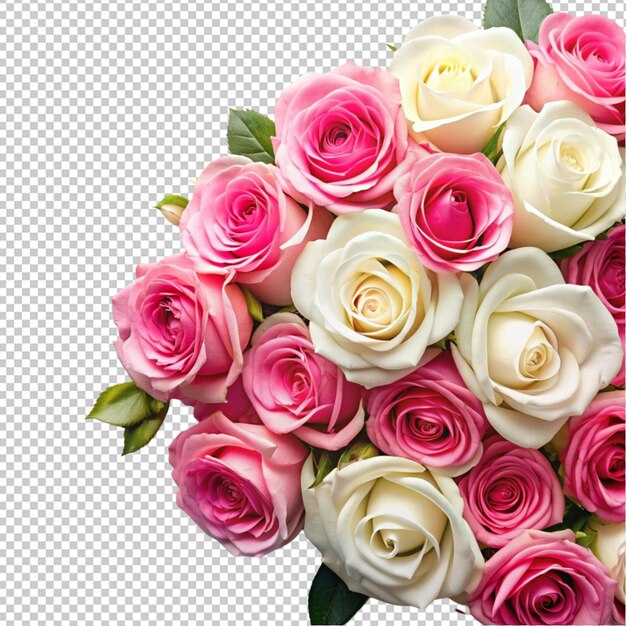 PSD flowers composition pink and white rose flowers isolated on transparent background