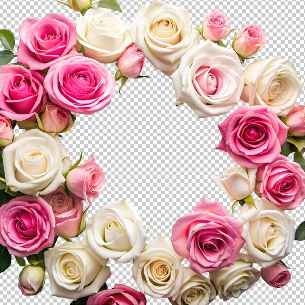 PSD flowers composition pink and white rose flowers isolated on transparent background