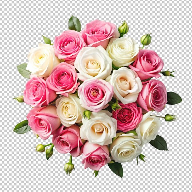 PSD flowers composition pink and white rose flowers isolated on transparent background