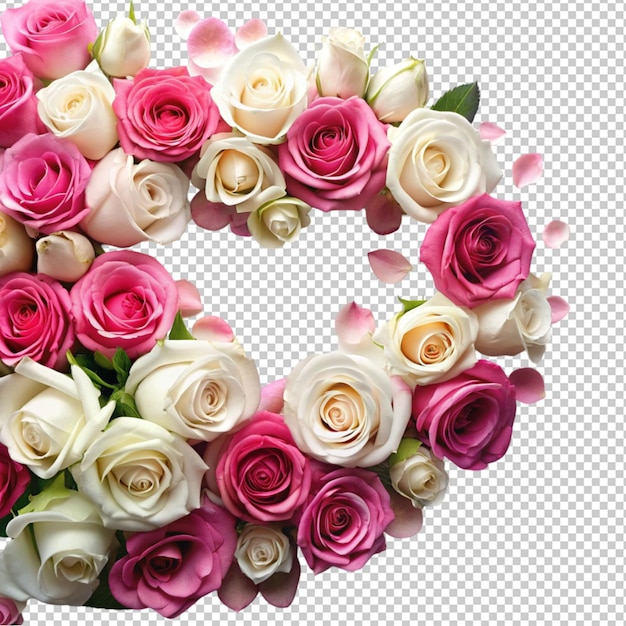 Flowers composition pink and white rose flowers isolated on transparent background