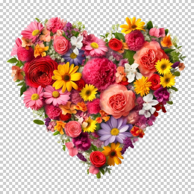 Flowers in Heart Shape Isolated on Transparent Background