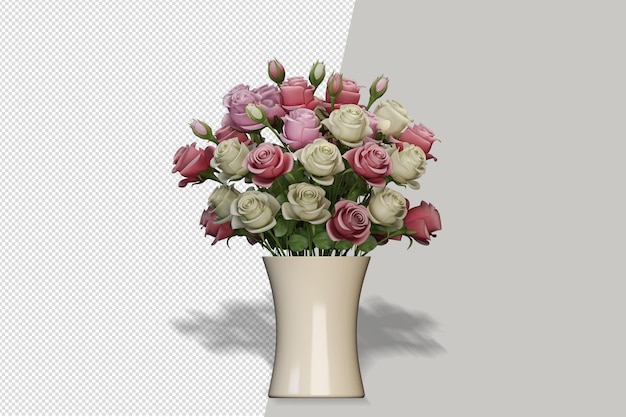 Flowers plant in vase in 3d rendering isolated