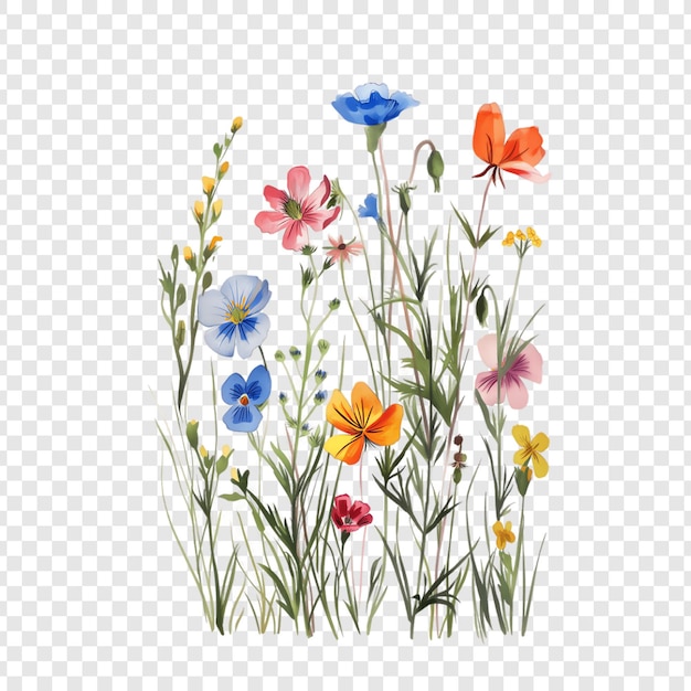 PSD flowers in a vase on a transparent background