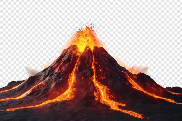 PSD flowing lava isolated on a transparent background