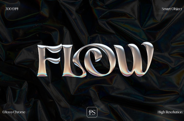 Floz 3D Chrome Hyper Realistic Text Effect Y2K